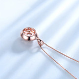 Round Pink Nano Morganite Halo Pendant Necklace in 0.925 White Sterling Silver With Chain (MDS210237)