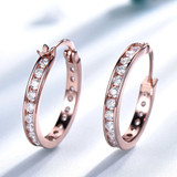 CTW Round White Cubic Zirconia Rose Gold Plated Huggie Earrings in 0.925 Sterling Silver (MDS210277)