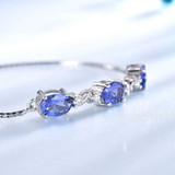 Oval Blue Nano Tanzanite Link Bracelet in 0.925 White Sterling Silver (MDS210286)