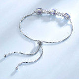 Oval Blue Nano Tanzanite Link Bracelet in 0.925 White Sterling Silver (MDS210286)