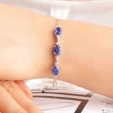 Oval Blue Nano Tanzanite Link Bracelet in 0.925 White Sterling Silver (MDS210286)
