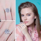 1 1/5 CTW Marquise Blue Spinel Floral Cocktail Ring in 0.925 White Sterling Silver (MDS230014)