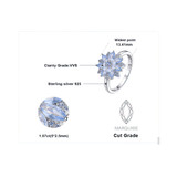 1 1/5 CTW Marquise Blue Spinel Floral Cocktail Ring in 0.925 White Sterling Silver (MDS230014)