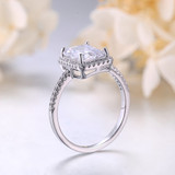 1 1/10 CTW Round White Cubic Zirconia Emerald Halo Cocktail Ring in 0.925 White Sterling Silver with Accents (MDS230022)