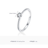 3/5 CTW Round White Cubic Zirconia Solitaire with Accents Cocktail Ring in 0.925 White Sterling Silver (MDS230056)
