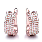 1 2/5 CTW Round Clear Cubic Zirconia Multi-row Drop/Dangle Rose Gold Plated Earrings in 0.925 Sterling Silver (MDS230074)