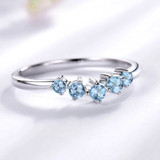 1/3 CTW Round Blue Nano Topaz Five-stone Curved Shared Prong Cocktail Ring in 0.925 White Sterling Silver (MDS230107)