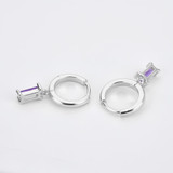 3/4 CTW Emerald Purple Cubic Zirconia Dancing Charm Huggie Earrings in 0.925 White Sterling Silver (MDS230184)