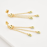 7/8 CTW Multi-shaped Green Cubic Zirconia & Black White accenting CZ Drop/Dangle Yellow Gold Plated Earrings in 0.925 Sterling Silver (MDS230185)