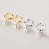 Round White Freshwater Pearl Huggie Earrings in 0.925 White Sterling Silver (MDS230187)