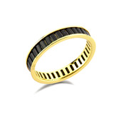 1 1/2 CTW Baguette Black Cubic Zirconia Channel Set Eternity Yellow Gold Plated Ring in 0.925 Sterling Silver (MDS230203)