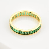 1 2/5 CTW Baguette Green Cubic Zirconia Channel Set Eternity Yellow Gold Plated Ring in 0.925 Sterling Silver (MDS230204)