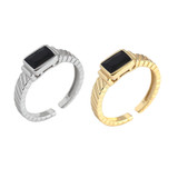 1 1/2 CT Emerald Black Cubic Zirconia Bezel Set Cocktail Ring in 0.925 White Sterling Silver Ajustable size (MDS230211)