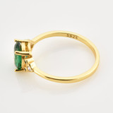 1 1/2 CTW Oval Green Cubic Zirconia Cocktail Yellow Gold Plated Ring in 0.925 Sterling Silver (MDS230221)