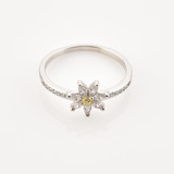 1/2 CTW Round Yellow Cubic Zirconia Floral Cocktail Ring in 0.925 White Sterling Silver (MDS230226)