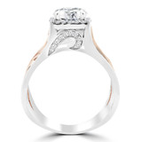 2 5/8 CTW Round Diamond 4-Prong Two-Tone Vintage Cushion Halo Engagement Ring in 14K Rose Gold with Accents (MD200018)