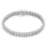 2 9/10 CTW Round Diamond Three-row Tennis Bracelet in 14K White Gold (MD210029)