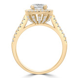 1 3/4 CTW Round Diamond Three-row Double Cushion Halo Engagement Ring in 14K Yellow Gold (MD210352)