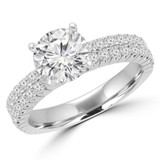 2 1/10 CTW Round Diamond Two-Row Solitaire with Accents Engagement Ring in 14K White Gold (MD220458)