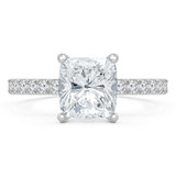 1 7/8 CTW Cushion Diamond Solitaire with Accents Engagement Ring in 14K White Gold (MD240125)