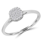 1/8 CTW Round Diamond Promise Cushion Cluster Engagement Ring in 14K White Gold (MDR190095)