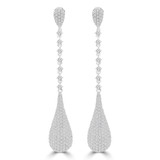 3 1/4 CTW Round Diamond Teardrop Drop/Dangle Earrings in 18K White Gold (MDR220233)