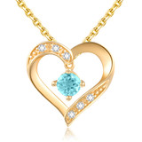 1/4 CTW Round Blue Apatite Heart 18K Yellow Gold Plated Pendant Necklace in 0.925 Sterling Silver With Chain (MDS170323)