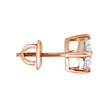 Solitaire Round Diamond 4-Prong Single Mens Stud Earring in 14K Rose Gold with Screwback (MVSE1001-R)
