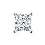 Solitaire Princess Diamond 4-Prong Single Mens Stud Earring in 14K White Gold with Screwback (MVSE1003-W)