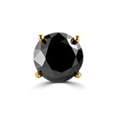 Solitaire Round Black Diamond 4-Prong Single Mens Stud Earring in 14K Yellow Gold with Screwback (MVSE1004-Y)