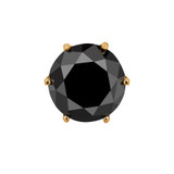 Solitaire Round Black Diamond 6-Prong Single Mens Stud Earring in 14K Yellow Gold with Screwback (MVSE1005-Y)