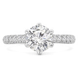 1 9/10 CTW Round Lab Created Diamond  Tappered 6-Prong Solitaire with Accents Engagement Ring in 14K White Gold (MD250021)