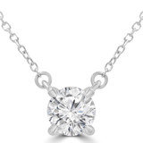 1/2 CT Round Lab Created Diamond  4-Prong Pendant Necklace in 14K White Gold (MD250101)