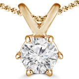 1 CT Round Lab Created Diamond  6-Prong Solitaire Pendant Necklace in 14K Yellow Gold (MD250104)