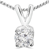 1/2 CT Round Lab Created Diamond  4-Prong Solitaire Pendant Necklace in 14K White Gold (MD250122)