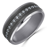 8 MM Alternative Diamond Mens Wedding Band in Grey Tantalum (MDVBA0097)