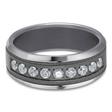 8 MM Alternative Diamond Mens Wedding Band in Grey Tantalum (MDVBA0098)