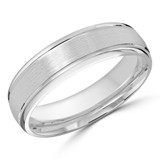 6 MM Satin Finish with High Polish Edges Modern Mens Wedding Band in White Gold (MDVB0701)
