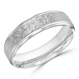 6 MM High Polish Modern Mens Wedding Band in White Gold (MDVB0725)