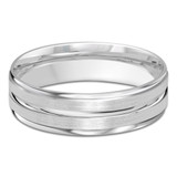 6 MM Satin Finish High Polish Modern Mens Wedding Band in White Gold (MDVB0744)