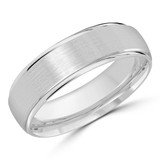 6 MM Satin Finish High Polish Modern Mens Wedding Band in White Gold (MDVB0755)