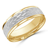 7 MM with High Polish Edges Modern Mens Wedding Band in Two-Tone Yellow & White Gold (MDVB0774)