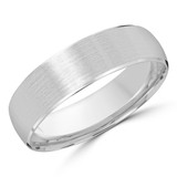 6 MM Satin Finish High Polish Modern Mens Wedding Band in White Gold (MDVB0786)