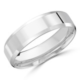 6 MM High Polish Modern Mens Wedding Band in White Gold (MDVB0791)