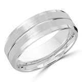 8 MM Satin Finish with High Polish Edges Modern Mens Wedding Band in White Gold (MDVB0822)