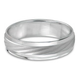 6 MM with High Polish Edges Modern Mens Wedding Band in White Gold (MDVB0843)