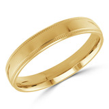 4 MM Milgrained Comfort Fit Classic Womens Wedding Band in Yellow Gold (MDVBC0005-4MM-Y)