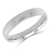 4 MM Milgrained Comfort Fit Classic Mens Wedding Band in White Gold (MDVBC0006-4MM-W)