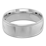 8 MM Milgrained Comfort Fit Classic Mens Wedding Band in White Gold (MDVBC0006-8MM-W)