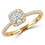 Princess Diamond Cushion Halo Engagement Ring in Yellow Gold (MVSS0023-Y)